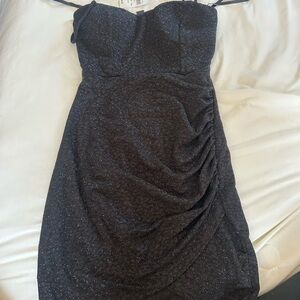 Windsor Black Sparkle Strapless Ruched Cocktail Dress